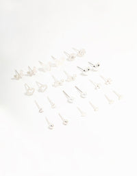 Silver Stud Butterfly & Mixed Style Earrings 12-Pack - link has visual effect only