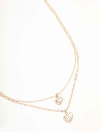 Rose Gold Diamante Heart Layered Necklace - link has visual effect only