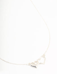 Silver Linked Solid Heart Necklace - link has visual effect only