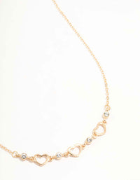 Gold Diamante Cutout Heart Station Necklace - link has visual effect only