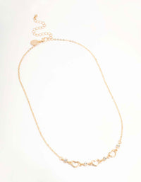 Gold Diamante Cutout Heart Station Necklace - link has visual effect only