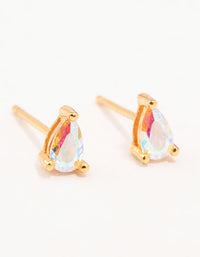 Gold Plated Sterling Silver Pear Cubic Zirconia Stud Earrings - link has visual effect only