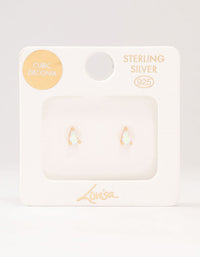 Gold Plated Sterling Silver Pear Cubic Zirconia Stud Earrings - link has visual effect only