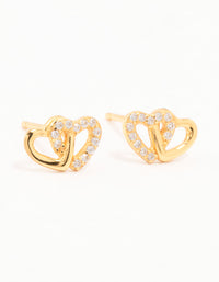 Gold Plated Sterling Silver Heart Cubic Zirconia Stud Earrings - link has visual effect only