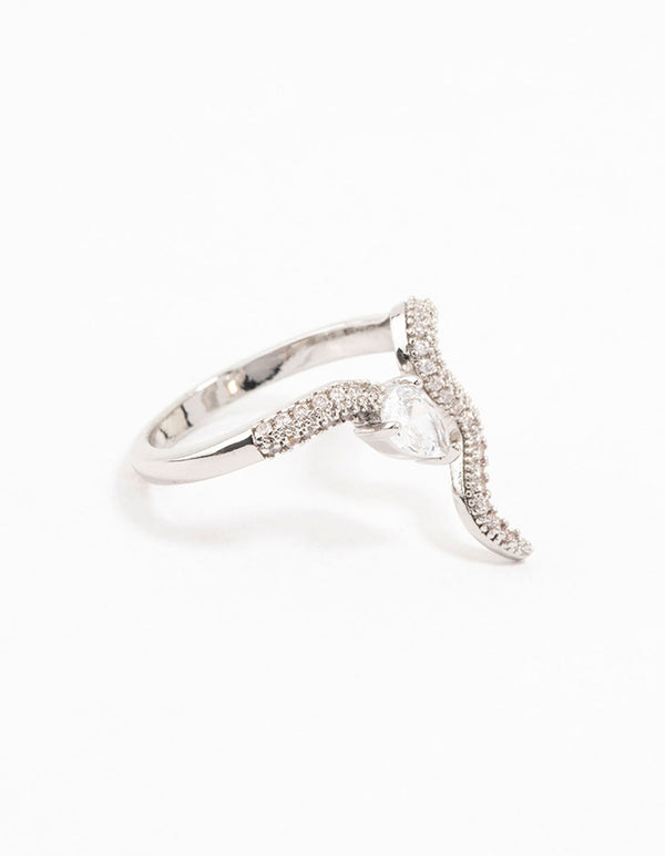 Silver Pave Cubic Zirconia Snake Ring