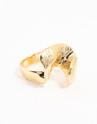 Gold Plated Textured Metal Twisted Ring - link has visual effect only