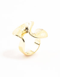 Gold Plated Textured Metal Twisted Ring - link has visual effect only