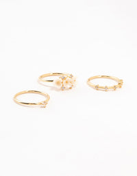 Gold Plated Triple Flower Stacking Rings 3-Pack - link has visual effect only