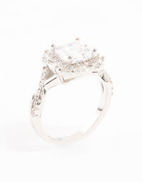 Silver Princess Cubic Zirconia Halo Ring - link has visual effect only