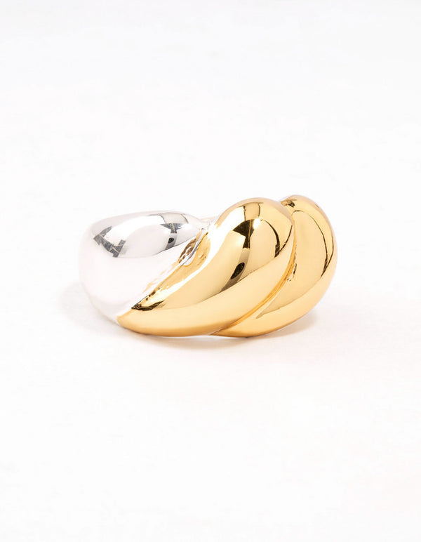 Mixed Metals  Statement Ripple Ring