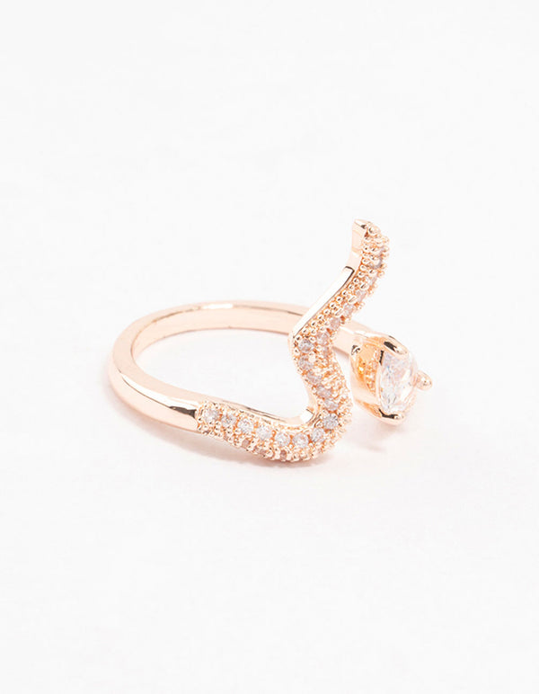 Rose Gold Pave Crystal Snake Ring