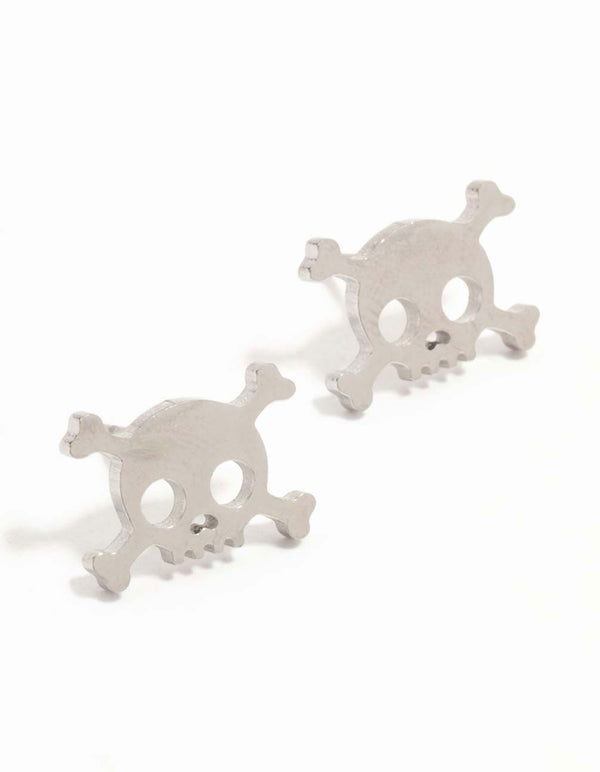 Silver Skeleton Bones Stud Earrings