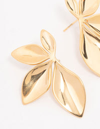 Waterproof Gold Plated Stainless Steel Leaf Cluster Stud Earrings - link has visual effect only