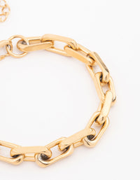 Waterproof Gold Plated Stainless Steel Link Chain Bracelet - link has visual effect only