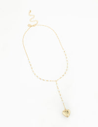 Gold Plated Pearl Heart Locket Necklace - link has visual effect only