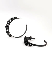 Black  Floral Pearl Hoop Earrings - link has visual effect only