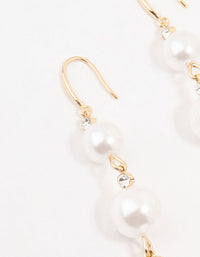 Gold Diamante Pearl Drop Earrings - link has visual effect only