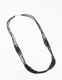 Black Beaded Faceted Layered Necklace - link has visual effect only