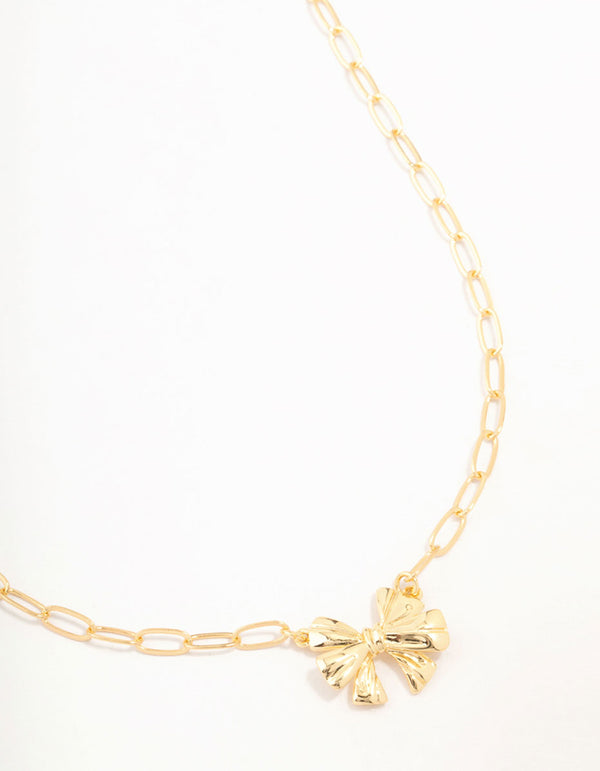 Gold Plated Bow Link Necklace