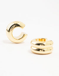 Gold Plated Ribbed Ear Cuffs - link has visual effect only