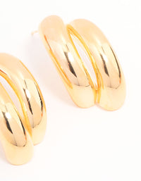 Gold Plated Double Curved Stud Earrings - link has visual effect only