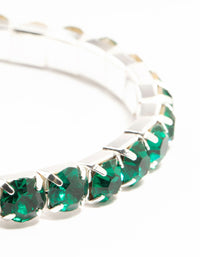 Silver & Green Diamante Cup Chain Stretch Bracelets 5-Pack - link has visual effect only