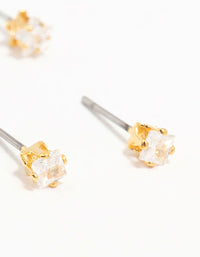 Gold Plated Brass Star & Marquise Cubic Zirconia Earrings 4-Pack - link has visual effect only