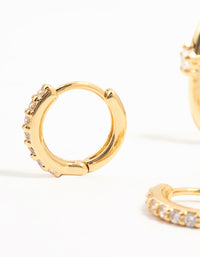 Gold Plated Brass Rope & Pave Cubic Zirconia Hoop Earrings 3-Pack - link has visual effect only