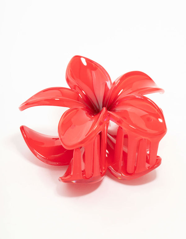 Red Frangipani Claw Clip