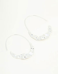 Silver Oval Molten Hoop Earrings - link has visual effect only