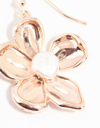 Rose Gold Flower Pearl Drop Earrings - link has visual effect only