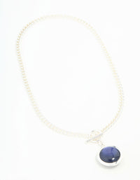 Blue Orbit Pendant Rhodium T & O Necklace - link has visual effect only