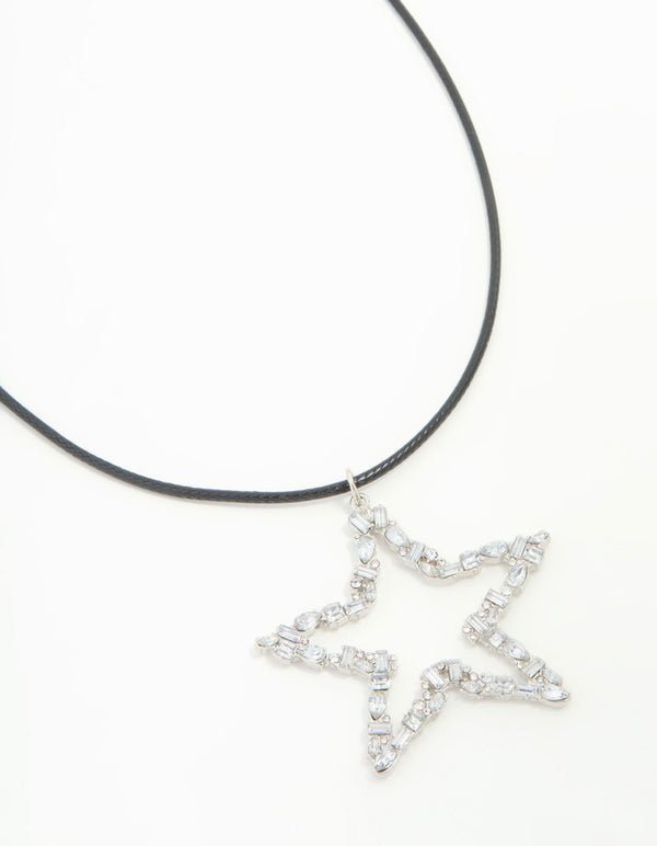 Diamante Star Cord Pendant Necklace