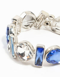 Silver Mixed Shape Blue  Diamante Stretch Bracelet - link has visual effect only