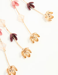 Pink & Purple Flowers Gold Drop Earrings - link has visual effect only