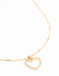 Gold Tab Diamante Open Heart Necklace - link has visual effect only