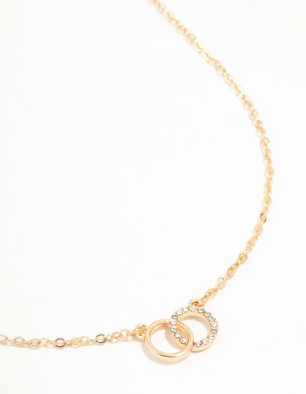 Gold Diamante Open Circle Necklace