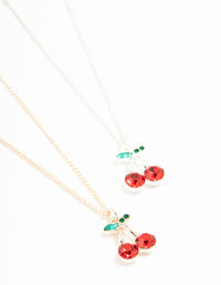 Gold & Silver Diamante Cherry Necklaces 2-Pack - link has visual effect only