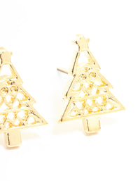 Gold Cut Out Tree Stud Earrings - link has visual effect only