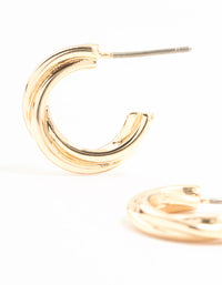 Gold Chunky Twisted Huggie Earrings - link has visual effect only