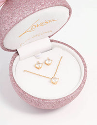 Gold Cubic Zirconia  Necklace & Stud Earrings Set - link has visual effect only