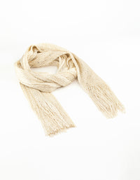 Cream Draped Fabric Long Scarf - link has visual effect only