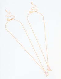 Pink Butterfly Gold Necklaces 2-Pack - link has visual effect only