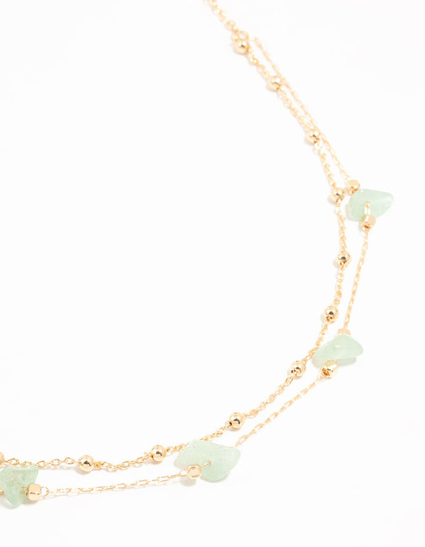 Gold Semi Precious Chip Necklace