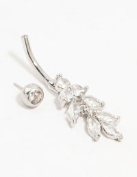 Titanium Baguette Cut Marquise Diamante Drop Belly Bar - link has visual effect only