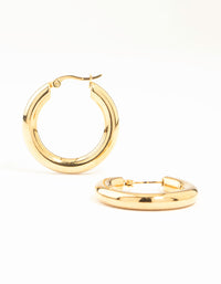 Waterproof Gold Plated Stainless Steel Large Plain Hoop Earrings - link has visual effect only