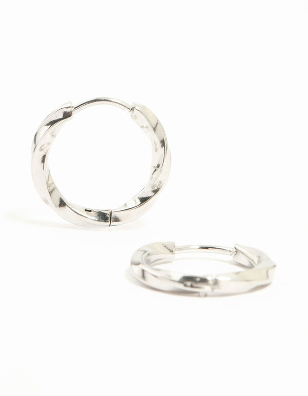 Waterproof Stainless Steel Twisted Hoop Earrings