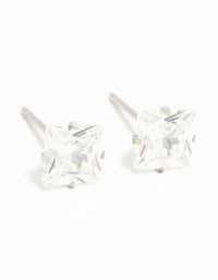 Waterproof Princess Cut Diamante Stainless Steel Stud Earrings - link has visual effect only