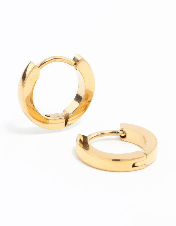 Waterproof Gold Plated Stainless Steel Thin Clicker Earrings