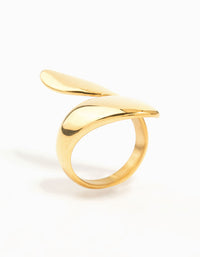 Waterproof Gold Plated Stainless Steel Elongated Wrapped Ring - link has visual effect only